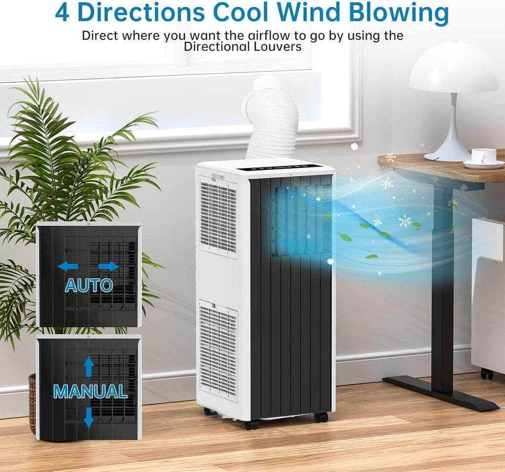 GarveeLife 8,000 BTU Portable Air Conditioner with Remote Contro Cools up to 350 Sq. Ft., LED Touch Panel, Built-in Dehumidifier, Fan, 3 in 1 Compact Indoor Quite AC Unit for Home Office Dorm RV, Gray