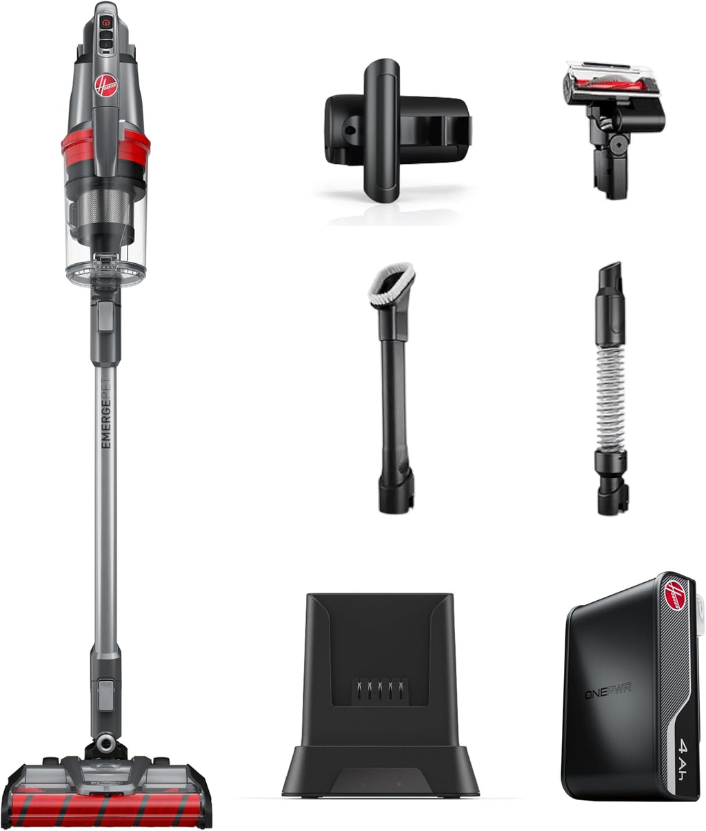Hoover ONEPWR WindTunnel Emerge Pet+ Cordless Stick Vacuum Cleaner, Lightweight Stick Vac, Powerful and Quiet Cleaning, Self Standing, No Wall Mount Required, Cordless Vacuum Cleaners for Home Use