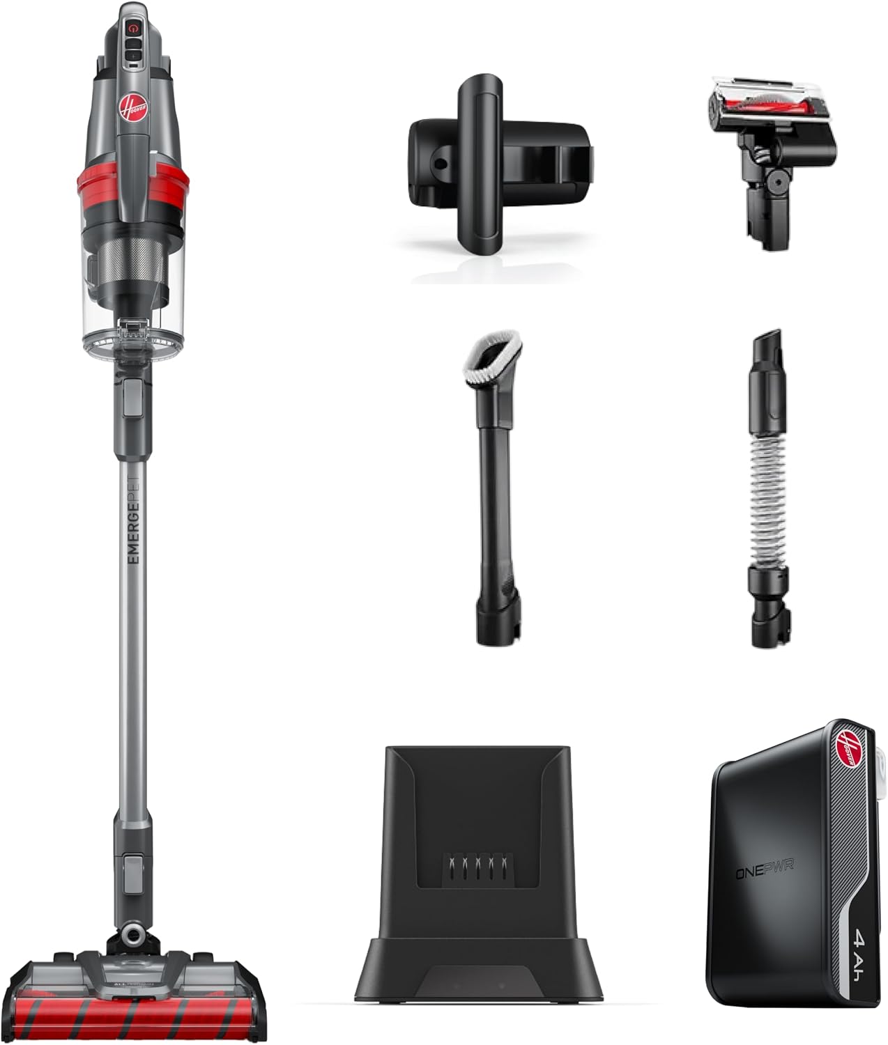Hoover ONEPWR WindTunnel Emerge Pet+ Cordless Stick Vacuum Cleaner, Lightweight Stick Vac, Powerful and Quiet Cleaning, Self Standing, No Wall Mount Required, Cordless Vacuum Cleaners for Home Use