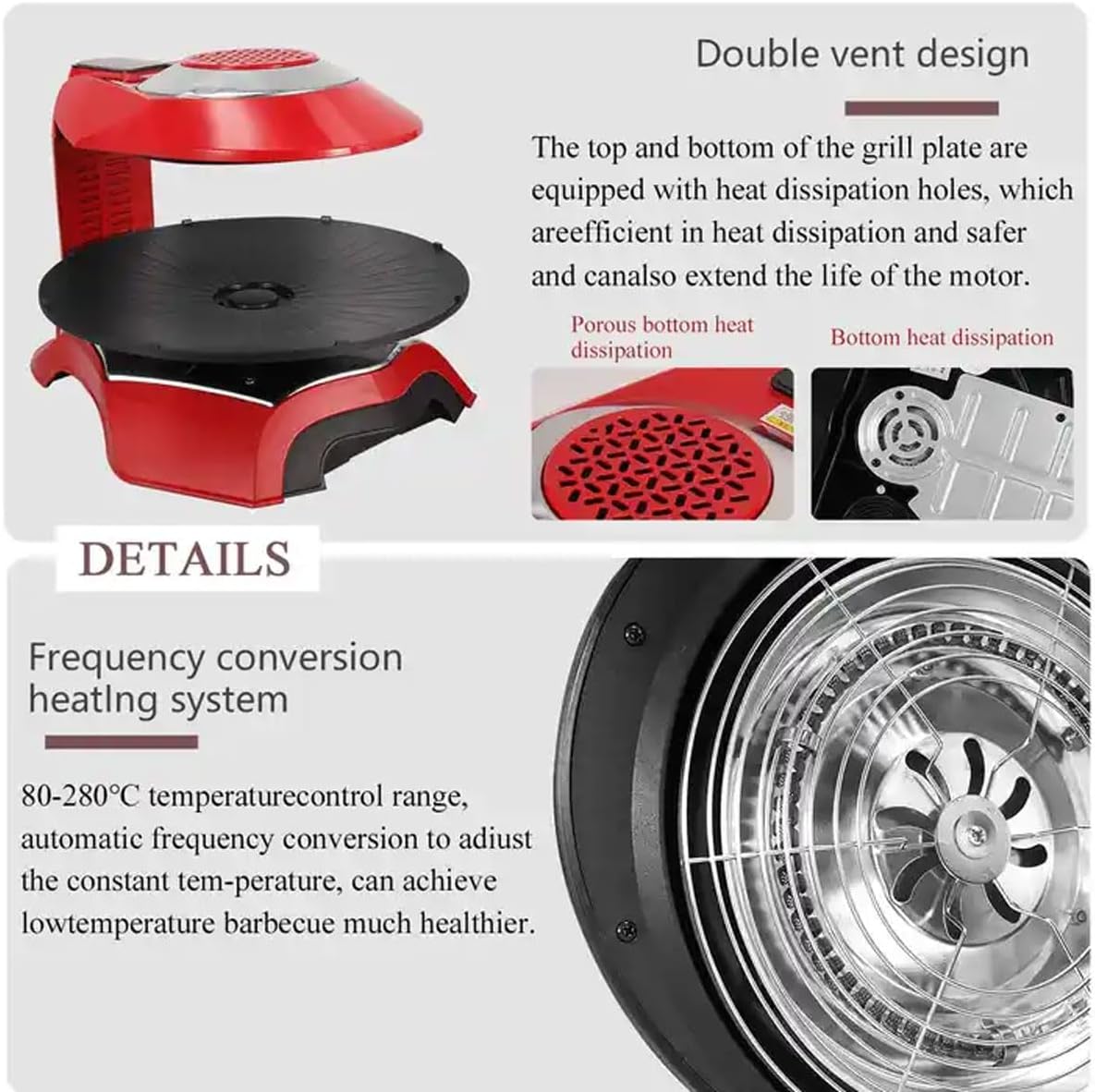2024 New Electric Smokeless Grill Indoor, 1400W Infrared Korean Electric Griddle, 360° Auto-Rotate, Temperature Control, Timing Function, Removable Grill Pan for Home, Party, Camping