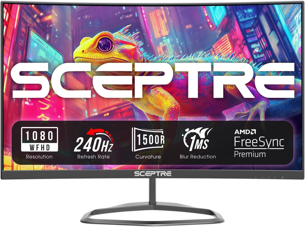 New! Sceptre Curved 24.5-inch Gaming Monitor up to 240Hz 1080p R1500 1ms DisplayPort x2 HDMI x2 Eye Care Build-in Speakers, Machine Black 2026 (C255B-FWT240 Series)