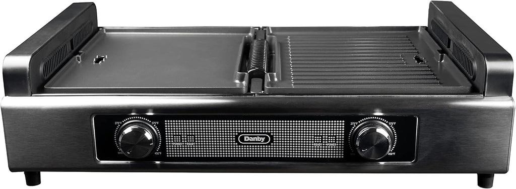 Danby DBSG29412XD11 Smokeless Indoor Grill in Black Advanced Air Circulation Technology Independent on/off and temperatures.