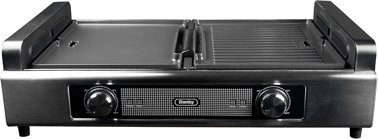 Danby DBSG29412XD11 Smokeless Indoor Grill in Black Advanced Air Circulation Technology Independent on/off and temperatures.