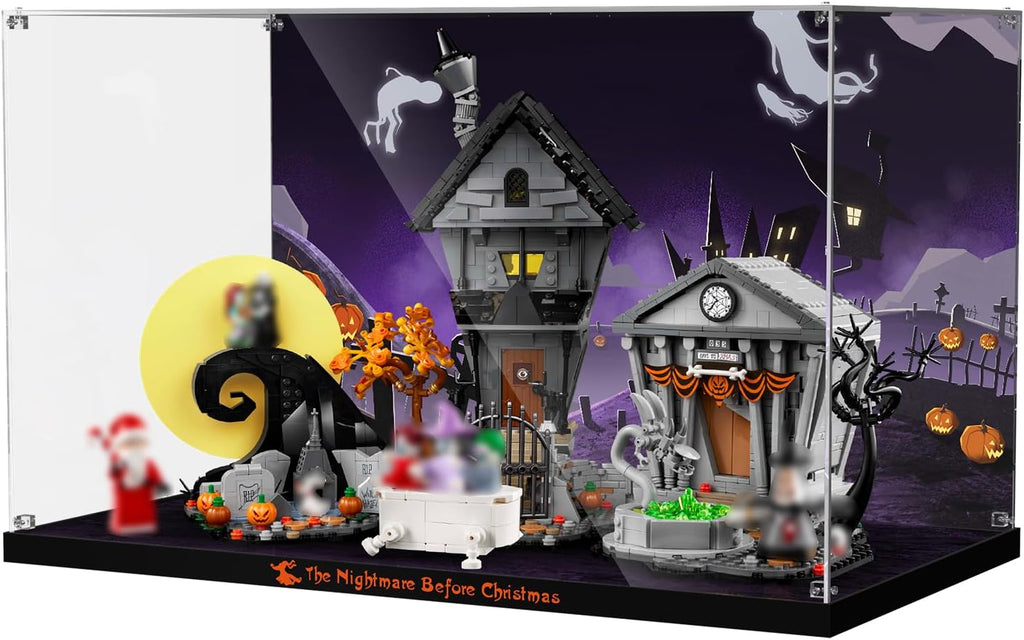 Acrylic Display Case for Lego Disney Tim Burton's The Nightmare Before Christmas, Dustproof Display Box Compatible with Lego 21351 (ONLY Box, NOT Model)