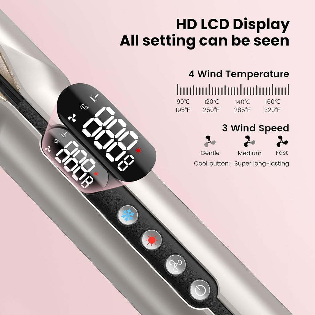 Hair Straightener - 2 in 1 Wet to Dry Hair Dryer and Straightener with High-Speed Airflow + Rapid Heat-Up + Customizable Temperature + LCD Display & Auto Shut-Off + No Heat Damage (Pure Gold)