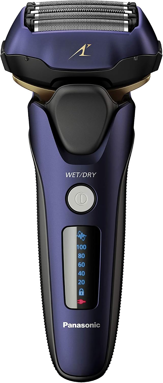 Panasonic ES-LV67-A803 Wet and Dry Shaver, 5 Shaving Heads with Linear Motor, Including Hair Trimmer, Navy Blue