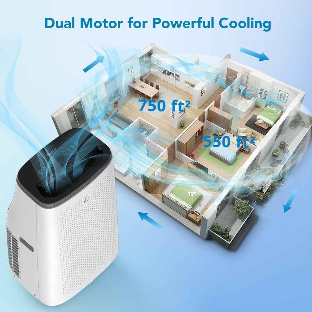 14000 BTU Portable Air Conditioners Cools Up to 750 Sq.Ft, 3-In-1 Portable AC Unit With Dehumidifier, Fan, Cooling Mode & Window Kit, Room Air Conditioner Portable for Bedroom, Living Room, Office