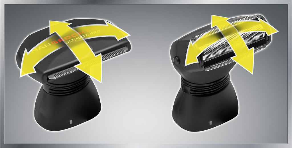 MANGROOMER Ultimate Pro Back Shaver with 2 Shock Absorber Flex Heads, Black and Red, 1 Count