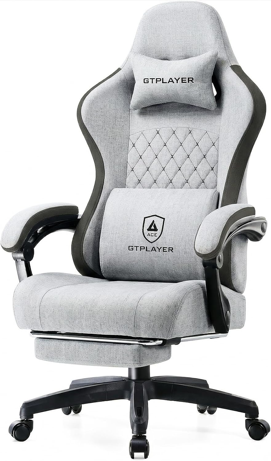 GTPLAYER Gaming Chair, Computer Office Chair with Pocket Spring Cushion, Linkage Armrests and Footrest, High Back Ergonomic Computer Chair with Lumbar Support Task Chair with Footrest