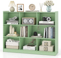 Tangkula 8-Cube Bookcase, Wood 3 Tier Open Storage Bookshelf, Modern Multipurpose Display Cabinet for Living Room, Study, Reading Nook, 48 x 12.5 x 36.5 Inch (Green)