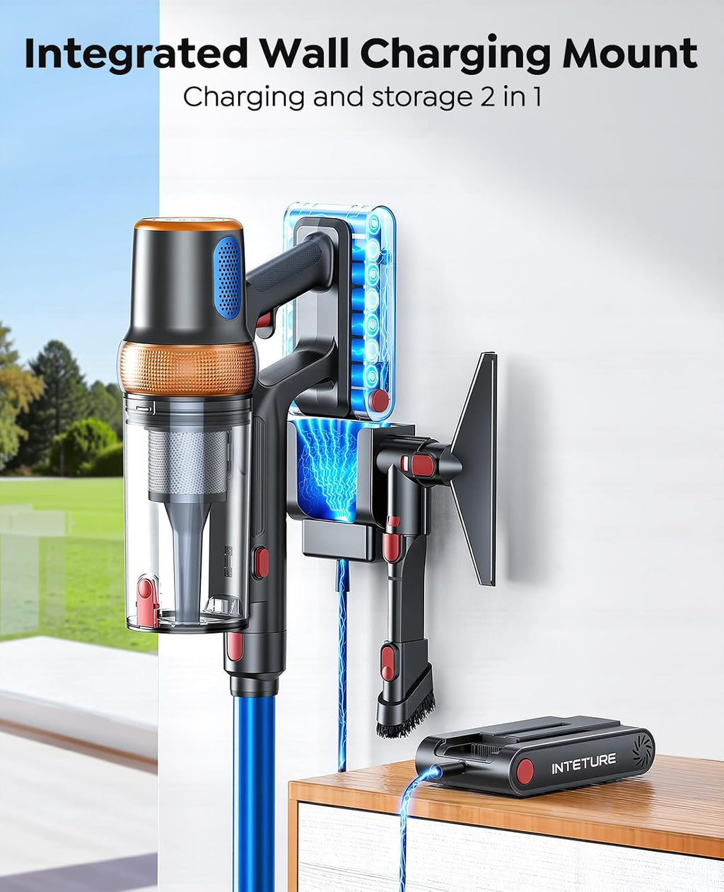 Cordless Vacuum Cleaner, 650W 55KPA 70Mins Vacuum Cleaners for Home, Upgraded Stick Vacuum with Mattress Cleaning Tool, Wall Mount Charging, Auto Mode, Self-Standing Vacuum for Pet Hair/Floors/Carpets