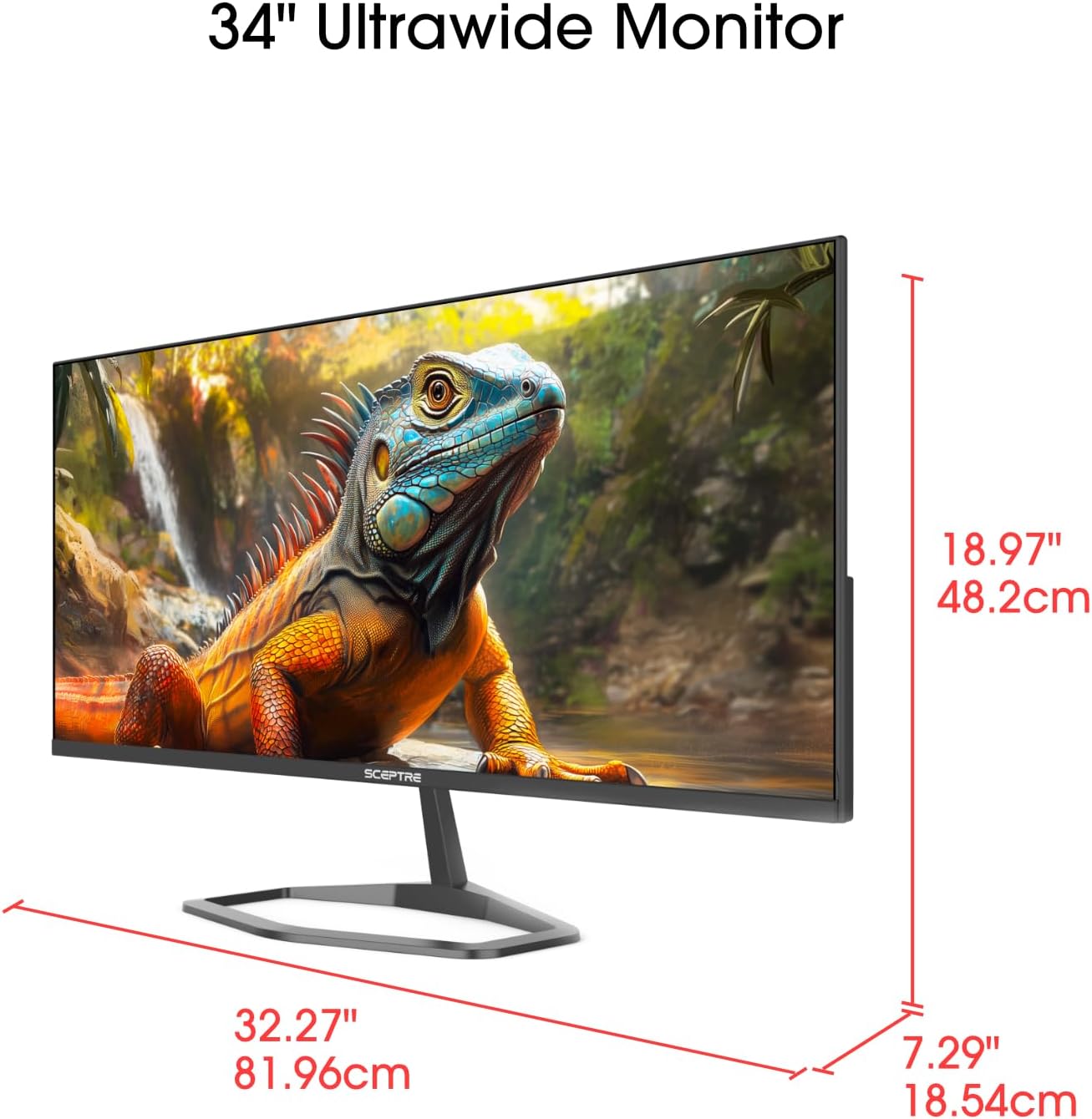 New! Sceptre 34-inch Prime Monitor 3440 x 1440 up to 115Hz 103% sRGB DisplayPort HDMI Build-in Speakers, Machine Black 2026 (E345W Series)