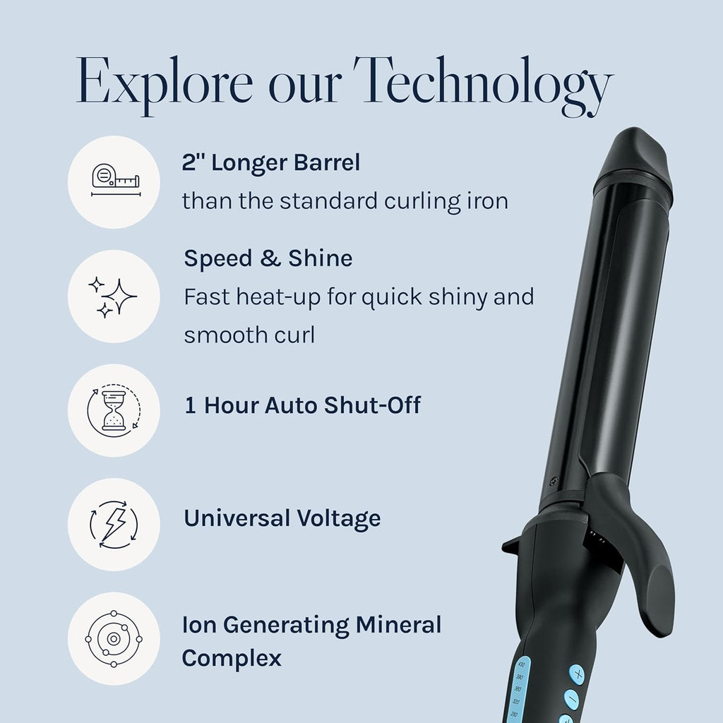 Bio Ionic Long Barrel Curling Iron with Moisture Heat Technology & NanoIonic MX Versatile Curling Wand - Multiple Barrel Sizes for Tight, Classic, Loose & Soft Curls