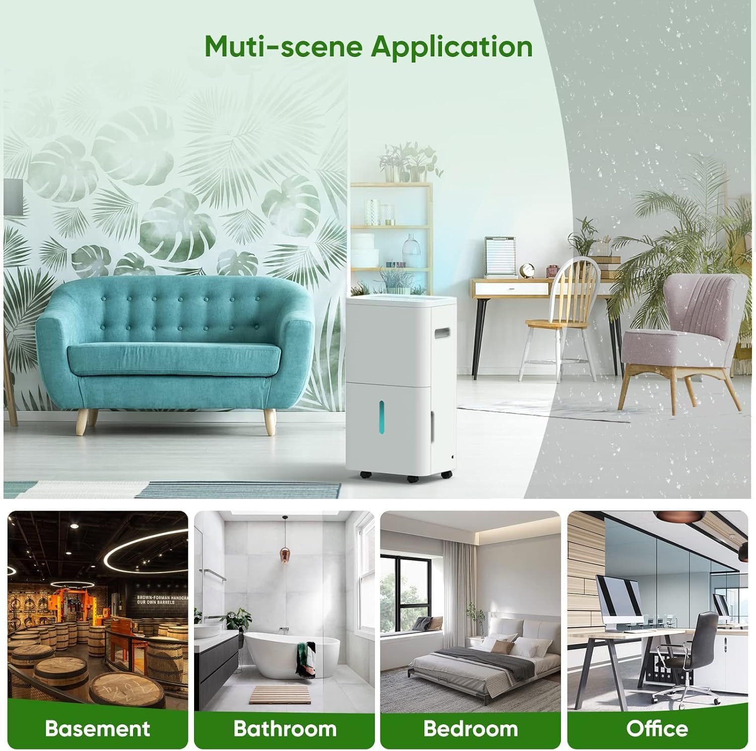 Dehumidifier, Dehumidifier for Basement with Drain Hose Max 70 Pints, Dehumidifiers for Home up to 4,500 Sq. Ft, Ideal for Bedroom, Bathroom & Large Rooms, Humidity Control, Dry Clothes, 24HR Timer