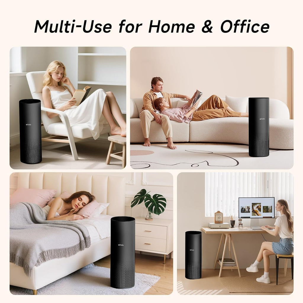 Afloia Humidifier and Air Purifier in One, Air Purifier and Evaporative Humidifier Combo for Home, 24dB Quiet Air Cleaner Remove Pets Dust Dander Hair Allergy Pollen Smoke Smell for Room, Black