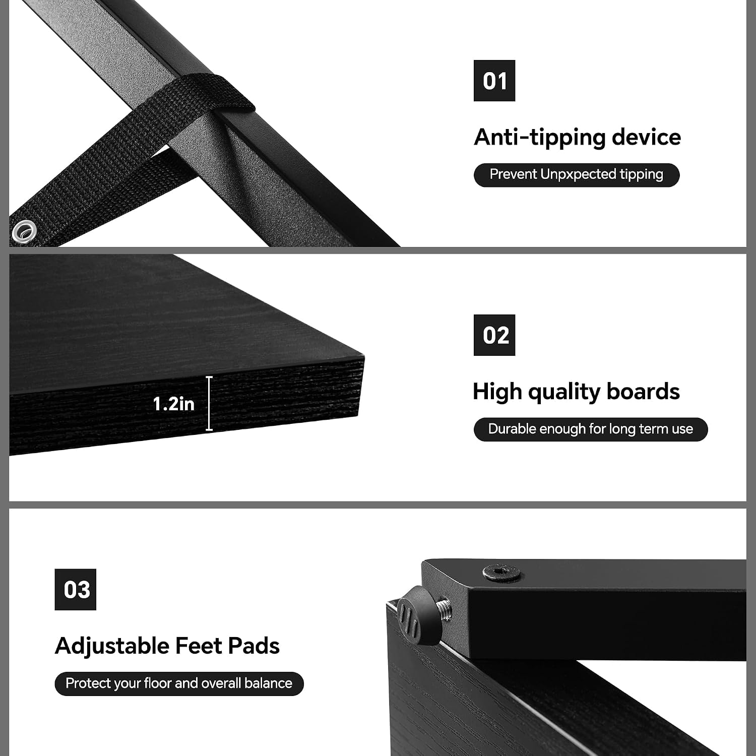 FUSUNBAO Industrial Bookshelf, Vintage 5-Tier Tall Bookcase with Wood and Metal Frame, Rustic Large Display Shelf for Home Office, 67' H x 47' L x 12' W, Black