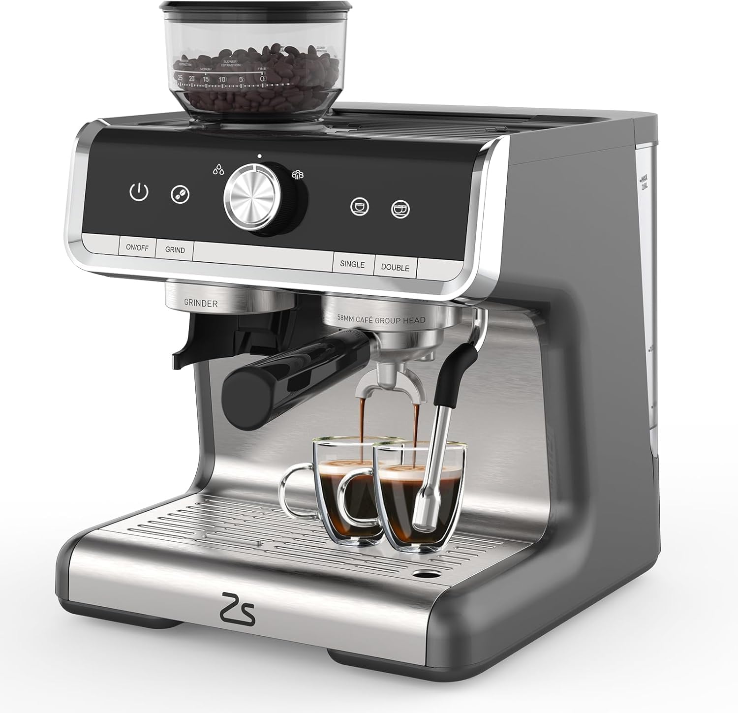 20 Bar Semi-Automatic Espresso Machine with Built-In Coffee Grinder and Milk Frother, Home Barista Coffee Maker for Cappuccino Latte Macchiato, Ideal Gift for Mom and Dad