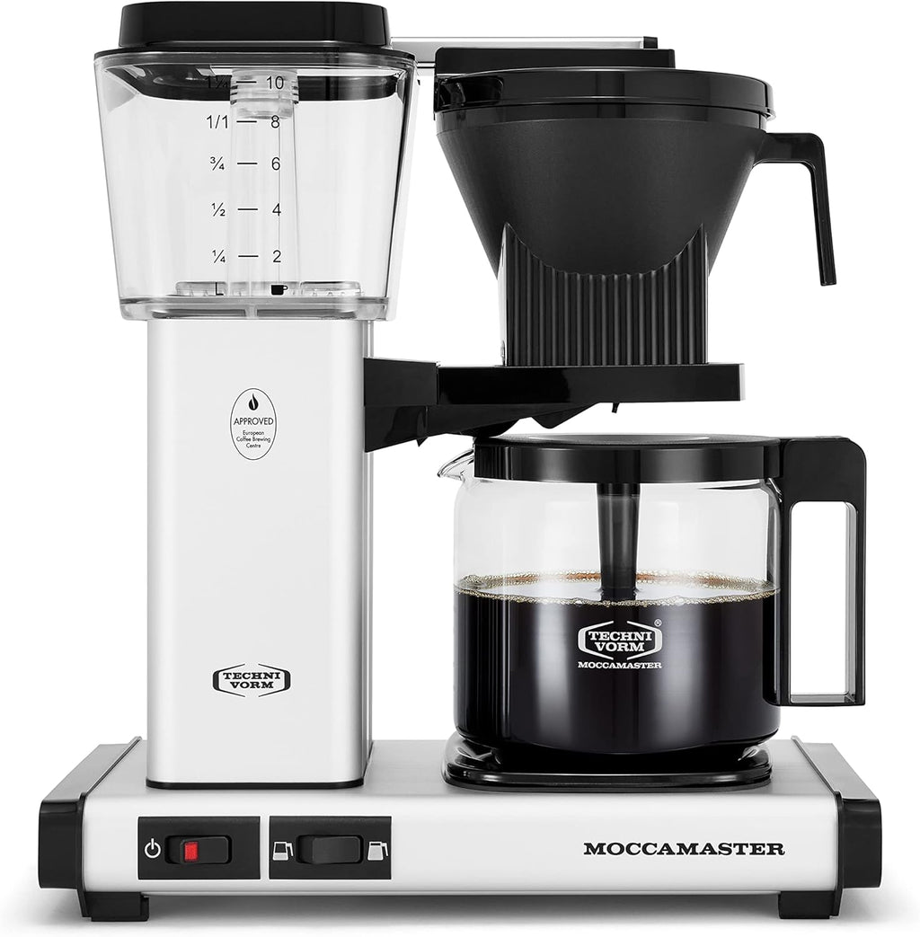 Technivorm Moccamaster 53930 KBGV 10-Cup Coffee Maker Matte Silver, 40 oz, 10 Cup, 1.25 L & #4 White Paper Filters, 100-count per box