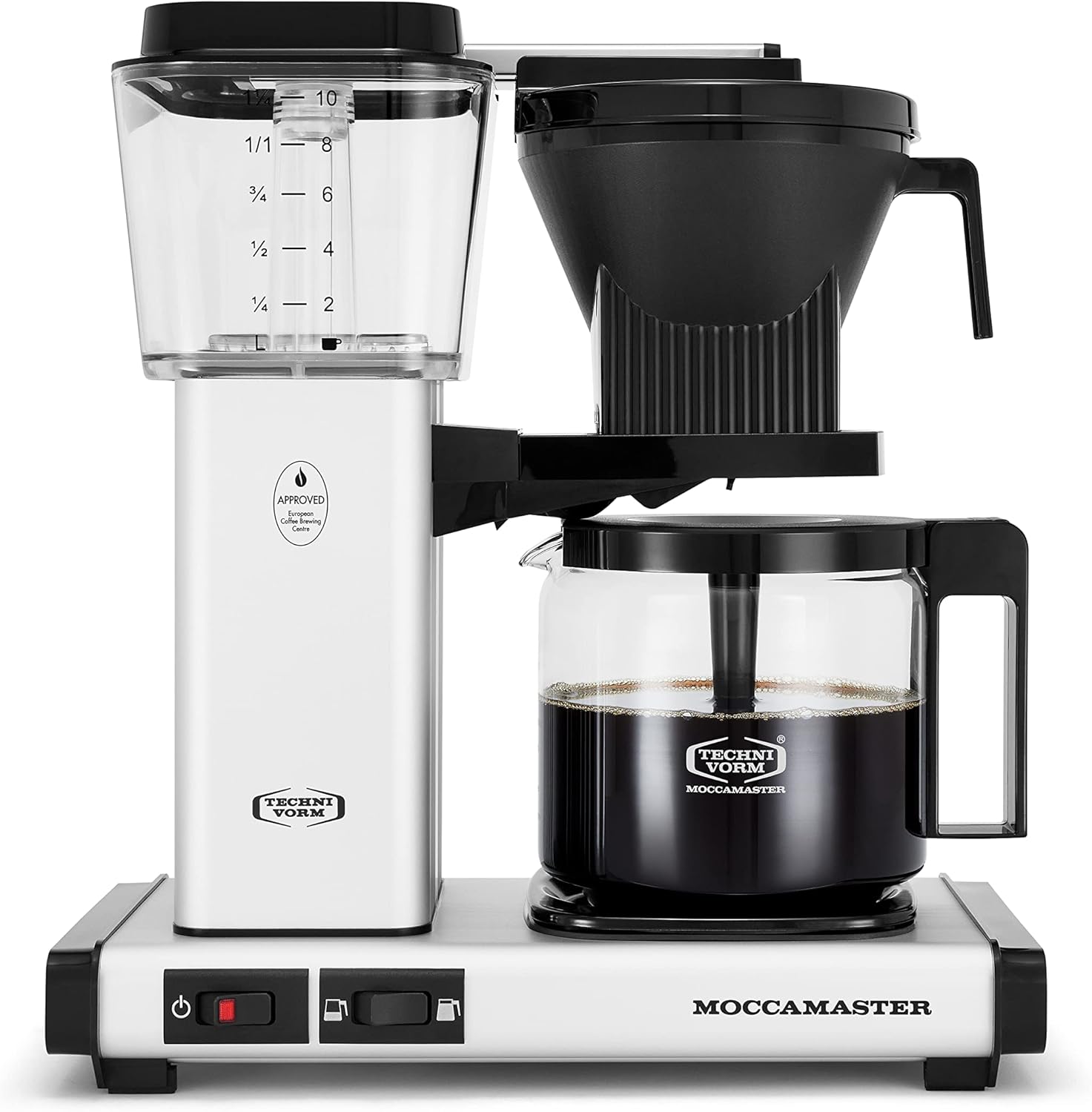 Technivorm Moccamaster 53930 KBGV 10-Cup Coffee Maker Matte Silver, 40 oz, 10 Cup, 1.25 L & #4 White Paper Filters, 100-count per box