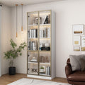 Display Cabinet with 4 Glass Doors and Lights, 5-Tier Shelves & Pop-up Design, Display Cabinet for Collectibles, Display Case White and Champagne Gold (31.5'W x 14.2'D x 78.7'H)