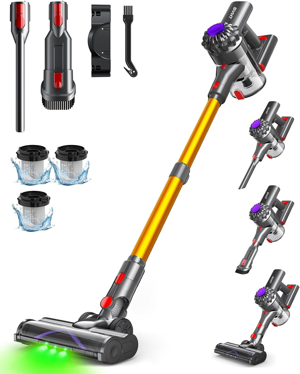 Cordless Vacuum Cleaner, 450W 40KPA Vacuum Cleaners for Home, 45 Mins Lightweight Stick Vacuum Cordless with LED Display, Rechargeable Battery Vacuum for Carpet,Pet Hair,Hardwood Floor