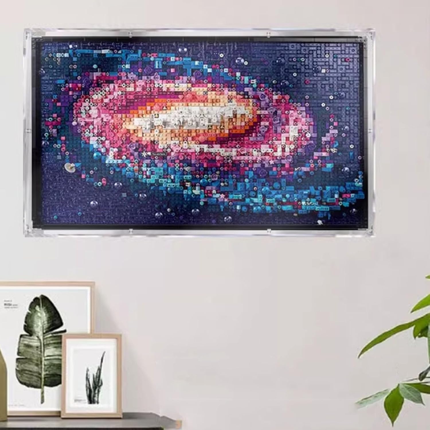 Transparent Lego 31212 Galaxy Pixel Art Wall Mounted Picture Frame Dusty Display Case with Open Door Wall Mounted Model (Model Not Included)