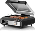 Kismile 2-in-1 Griddle and Indoor Grill,Electric Smokeless Grill with Temperature Probe,Temperature Control & display screen,for Indoor Steaks,Family Cooking(Black)