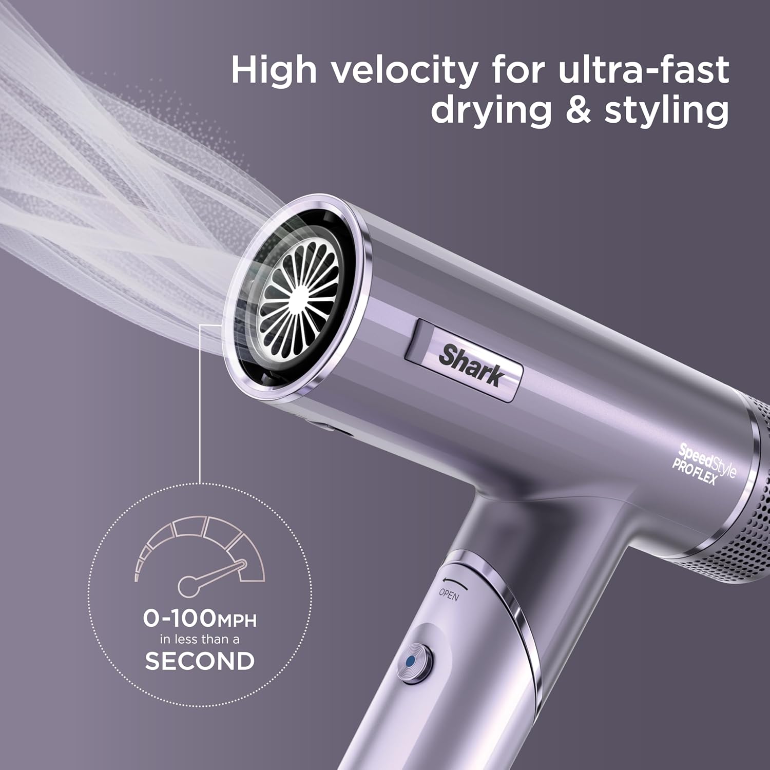 Shark SpeedStyle Pro Flex Professional Performance High-Velocity Hair Dryer System with Scalp Shield & IQ Speed Styling and Drying Suite, Lightweight, Ionic, No Heat Damage, HD543PL