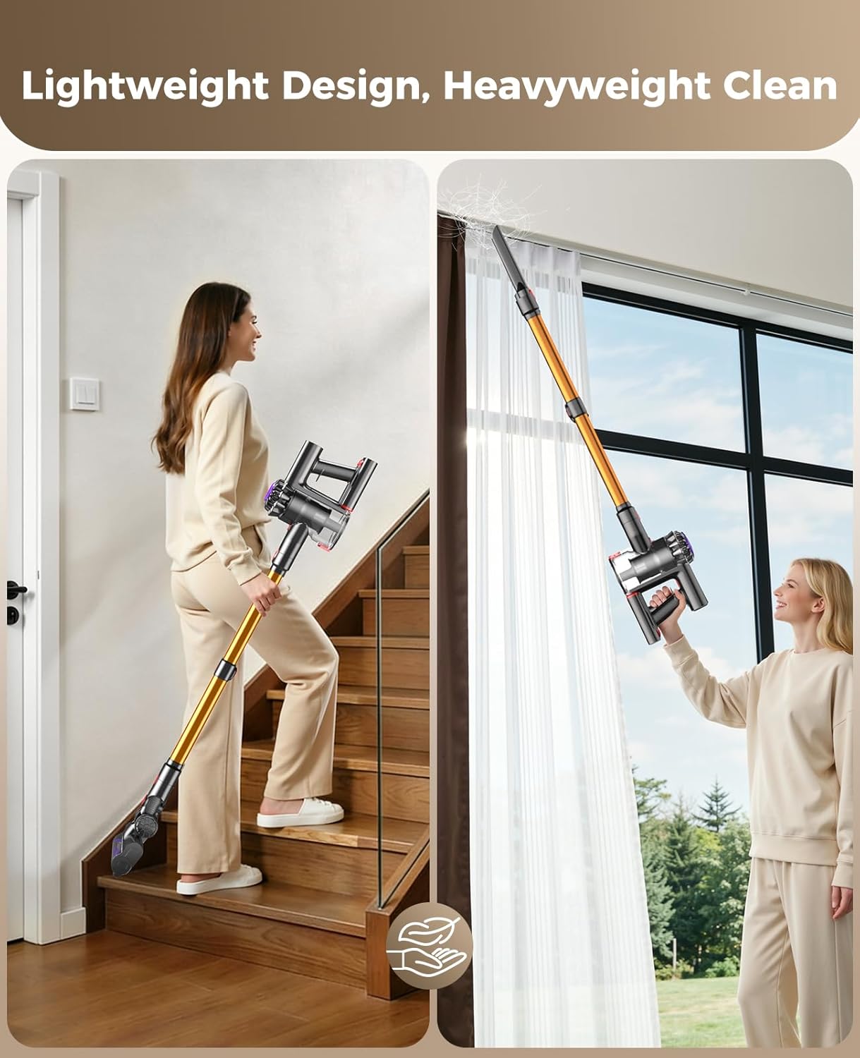 Cordless Vacuum Cleaner, 450W 40KPA Vacuum Cleaners for Home, 45 Mins Lightweight Stick Vacuum Cordless with LED Display, Rechargeable Battery Vacuum for Carpet,Pet Hair,Hardwood Floor