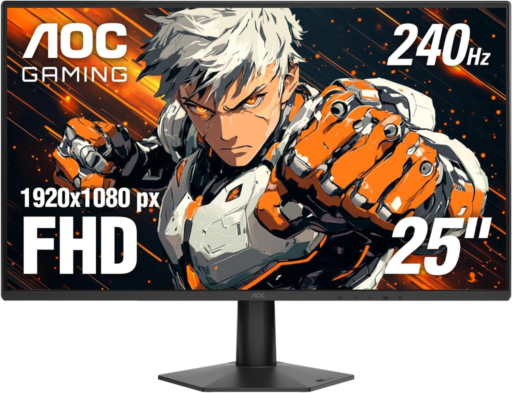 AOC 25G51Z 25-inch Gaming Monitor FHD 1920x1080, 240Hz Refresh Rate, 0.5ms MPRT, IPS Panel, HDR, 3-Sided Frameless, HDMI 2.0 x1, Display Port x1, 3-Year Zero-Bright-Dot