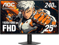 AOC 25G51Z 25-inch Gaming Monitor FHD 1920x1080, 240Hz Refresh Rate, 0.5ms MPRT, IPS Panel, HDR, 3-Sided Frameless, HDMI 2.0 x1, Display Port x1, 3-Year Zero-Bright-Dot