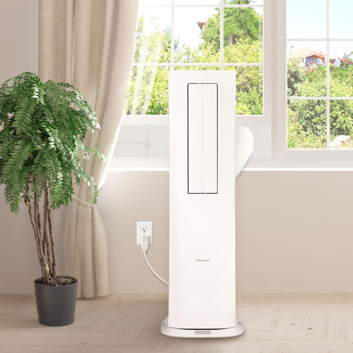 Hisense 8,000 BTU Portable Inverter Air Conditioner with Dehumidifier, Quiet Operation & Dual Hose Design, AC Heater Combo Unit for Room in White