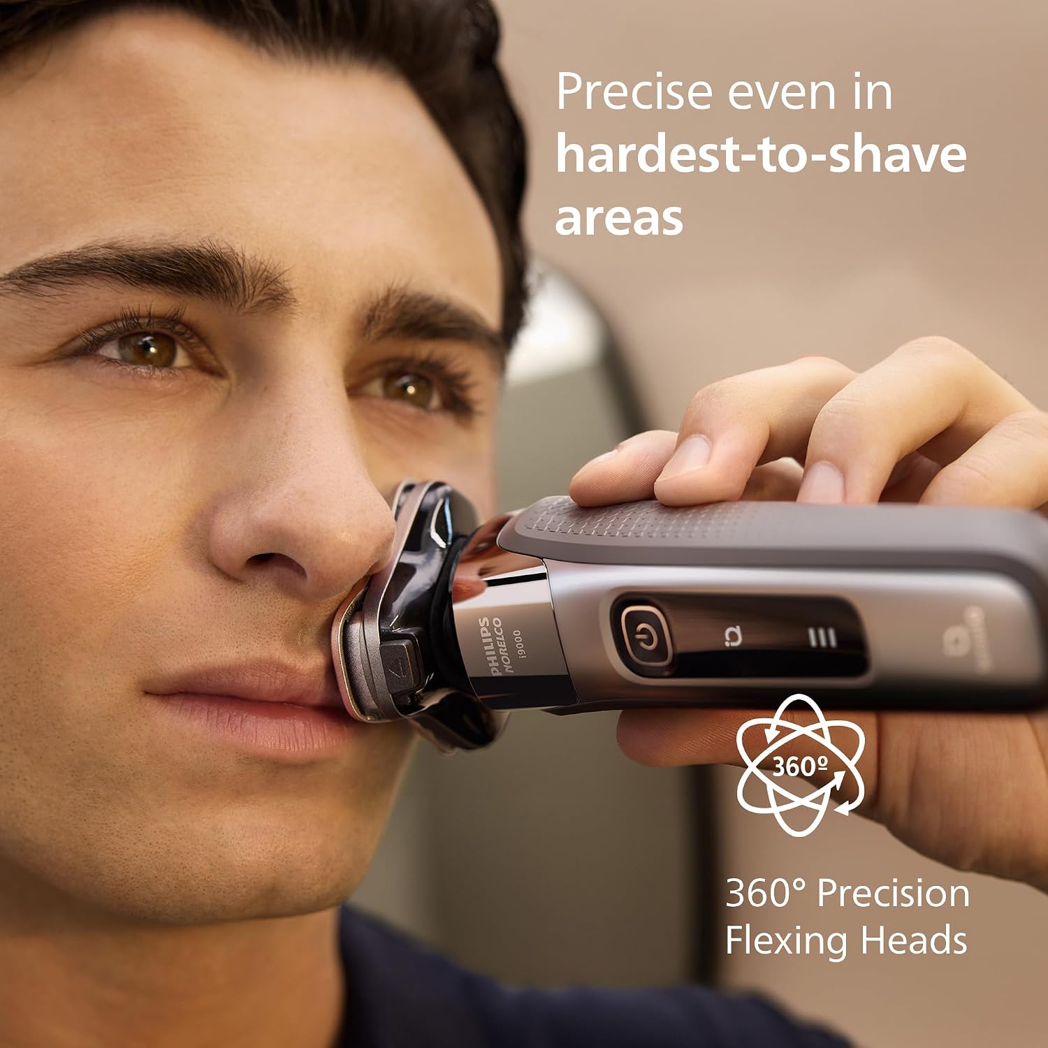 Philips Norelco Shaver i9000, Wet & Dry Electric Shaver, Dark Slate, SenseIQ Technology, Triple Lift & Cut System, 360 Rotating Dual SteelPrecision Precision Blades, Quick Clean Pod, X9002/82