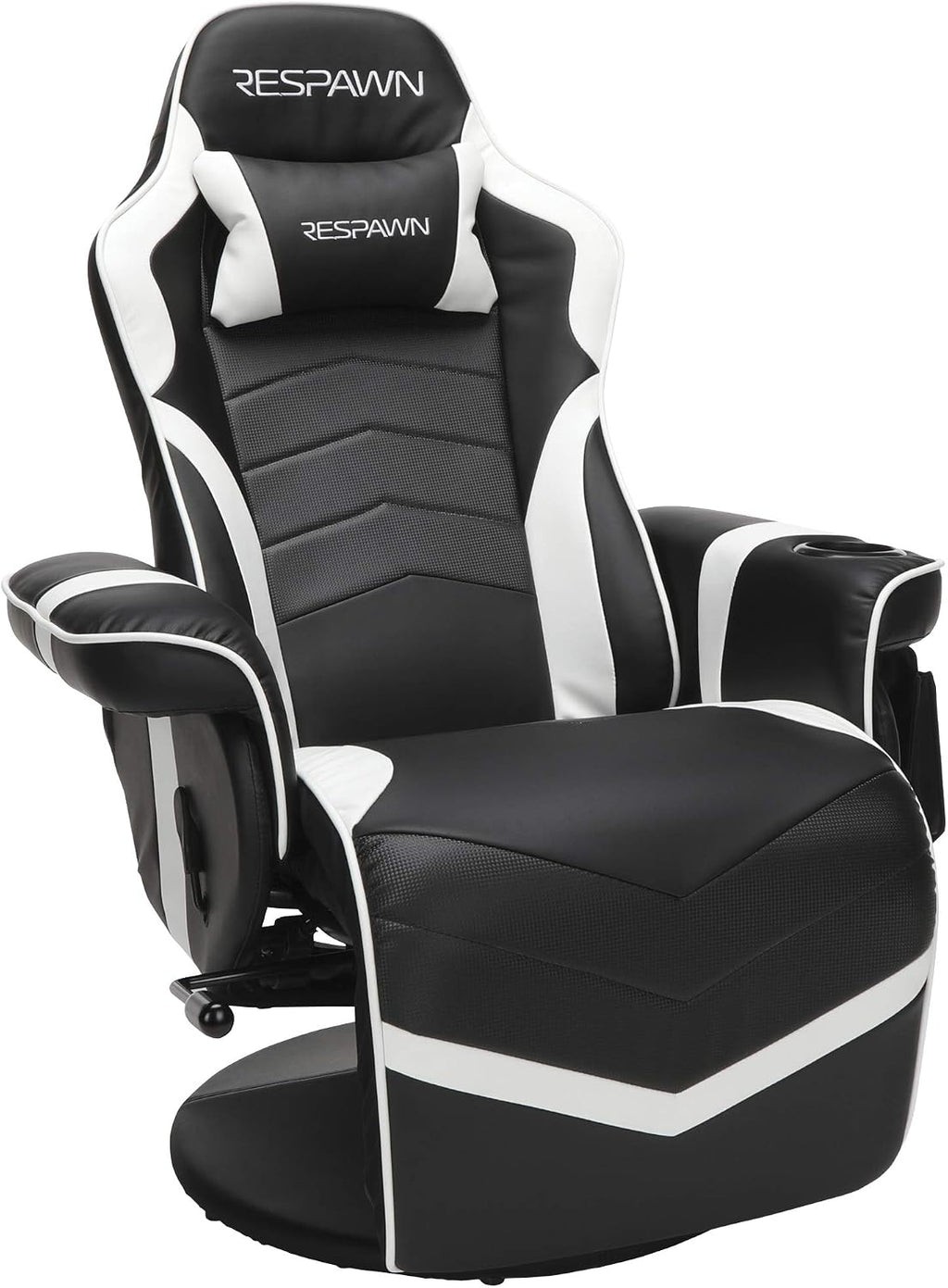RESPAWN 900 Console Gaming Recliner with Footrest and Lumbar Support - Comfortable Ergonomic Gaming Chair with Headrest, No Wheels, Reclining, Heavy Duty, Racing Style Video Game Chairs - White