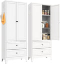 72' Metal Storage Cabinet with 2 Doors and 2 Drawers,White Kitchen Pantry Cabinet,Large Steel Cupboard Utility Cabinets for Kitchen,Living,Dining Room,Bathroom,Assembly Required