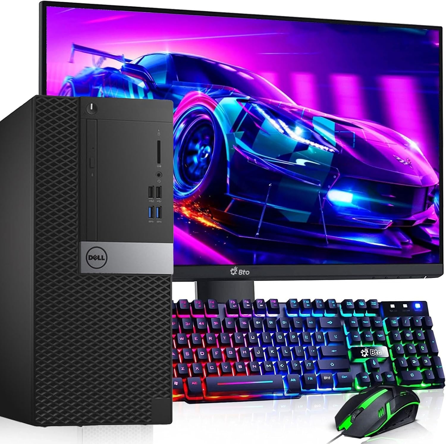 Dell Gaming Tower Desktop PC – Intel Core i5-6500 6th Gen – 16GB DDR4 RAM – 256GB SSD – 500GB HDD – GeForce GT 1030 – 22' Monitor – RGB Keyboard & Mouse – Windows 11 Pro – Gaming Computer (Renewed)