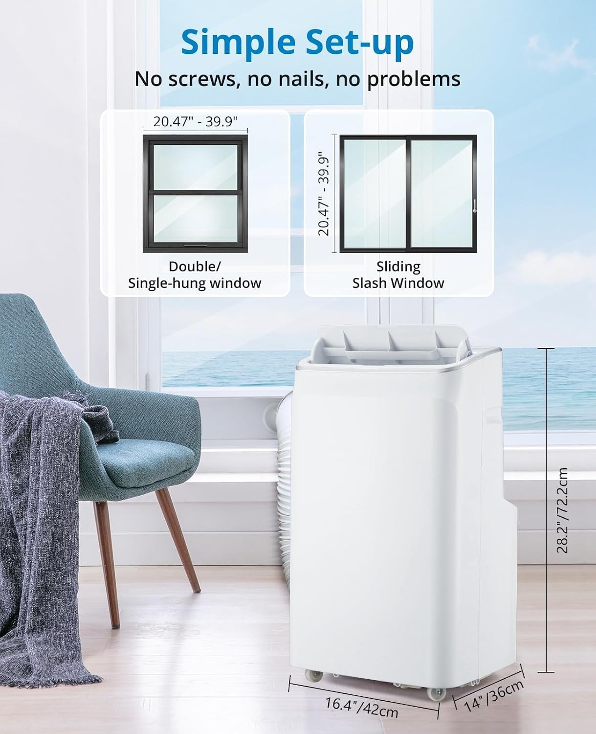 12,000 BTUs 3-In-1 Portable AC: Chill, Dry & Circulate - Cools 550 Sq.Ft., Remote, Sleep Mode & 24H Timer