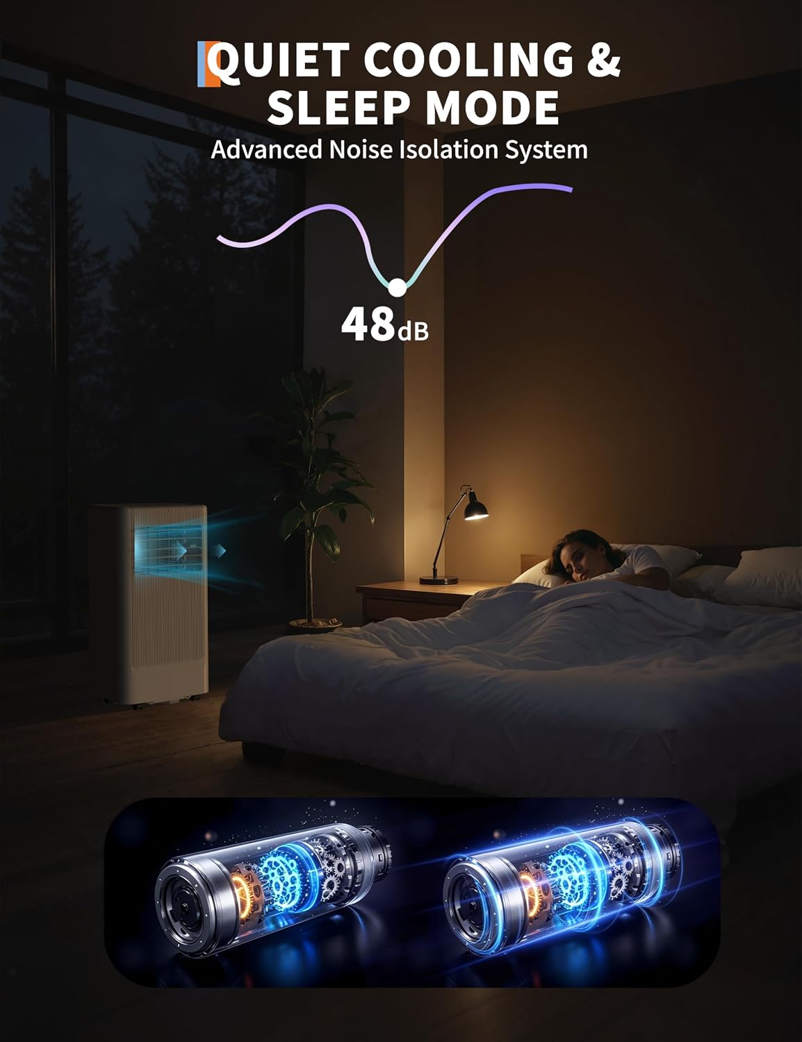 8000 BTU Portable Air Conditioner - Portable AC Unit for Bedroom up to 350 Sq. Ft, Cooling, Fan & Dehumidifier, Floor Standing Air Conditioner, 24H Timer, Window Kit Included, Black&Grey Top Cover