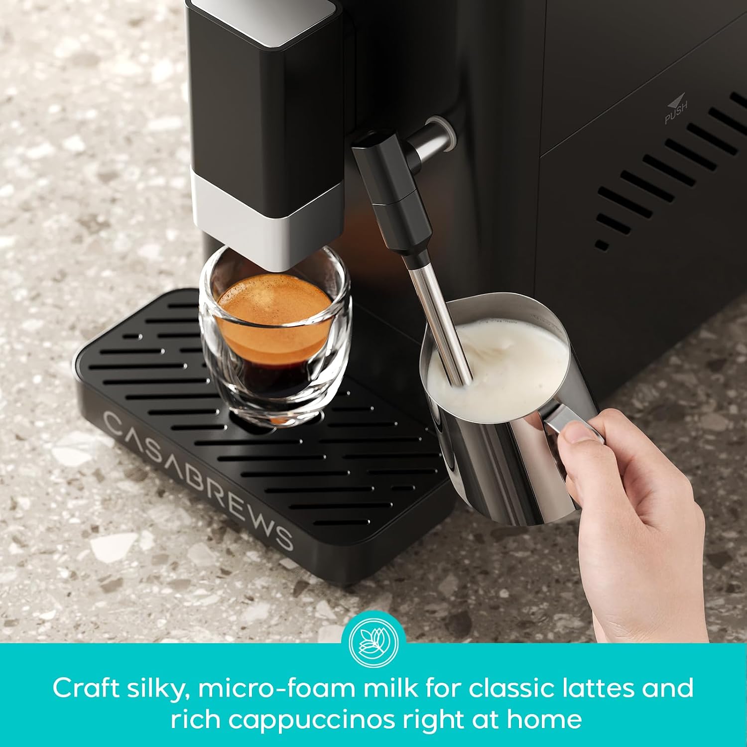 CASABREWS ACAFE Automatic Espresso Machine, 20bar Coffee Maker with Grinder and Milk Frother, Cappuccino Machines for Home or Office, All-in-One Grind and Brew Coffee Maker, Customizable Coffee Volume