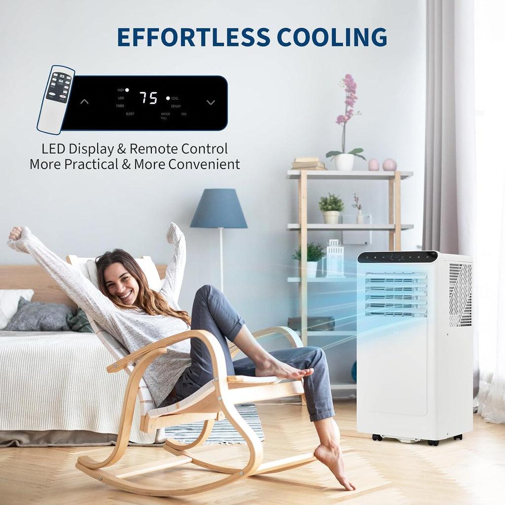 8,000 BTU Portable Air Conditioners, 3-in-1 Modes Up to Small Room, Portable AC Unit with Cooling, Fan, Dehumidifier, 24H Timer, Remote & Easy Window Installation Kit, White, for Bedroom,.
