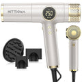HITTIONA Dual Voltage Travel Hair Dryer with Magnetic Diffuser - 2000W High-Speed Ionic Hair Dryers Gift for Women, Fast Drying, Low Noise, Lightweight, No Heat Damage, European Travel 110V-240V, Gold