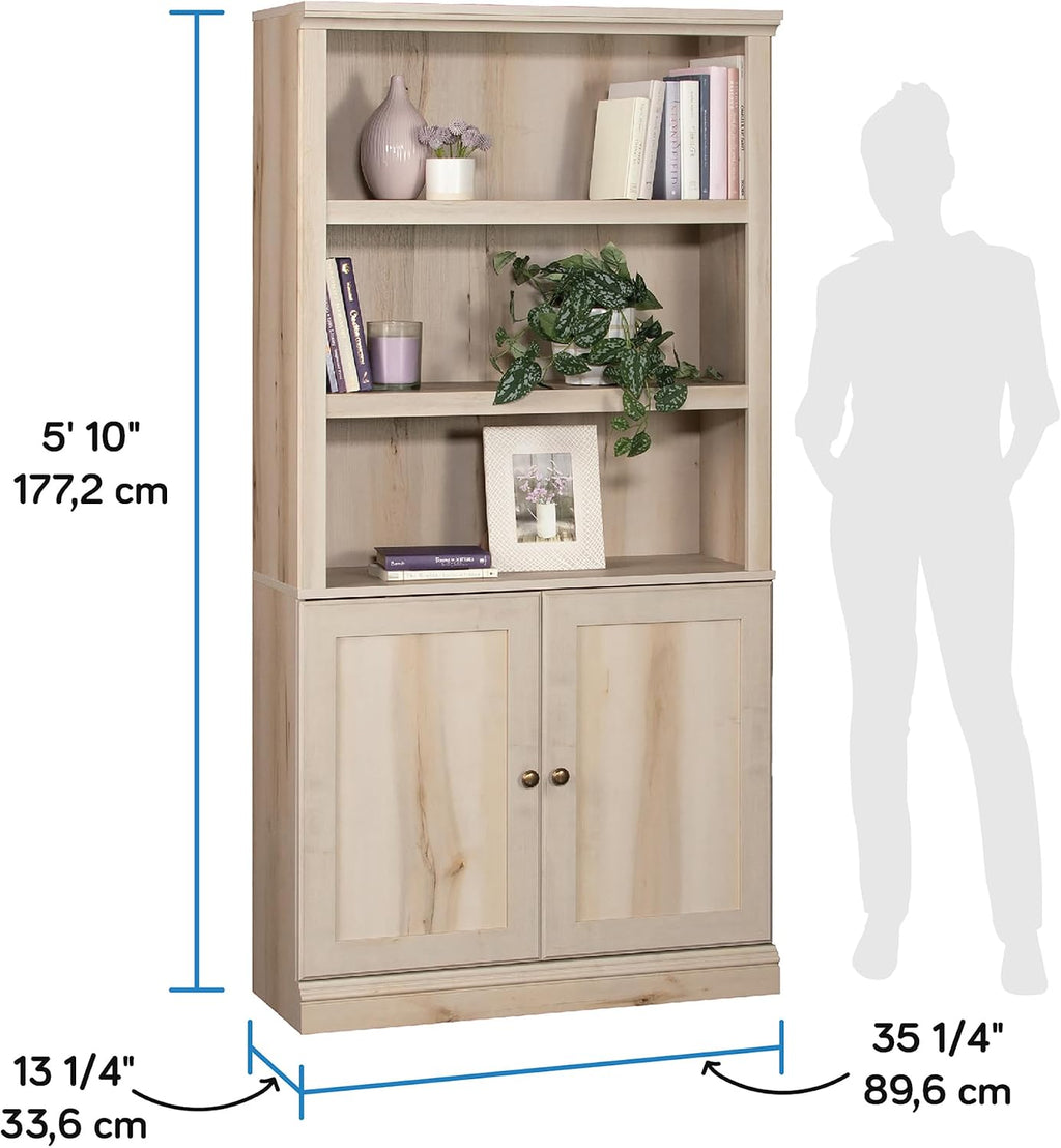 Sauder Miscellaneous Storage 5-Shelf/Book Shelf 2-Door Bookcase, Pacific Maple Finish