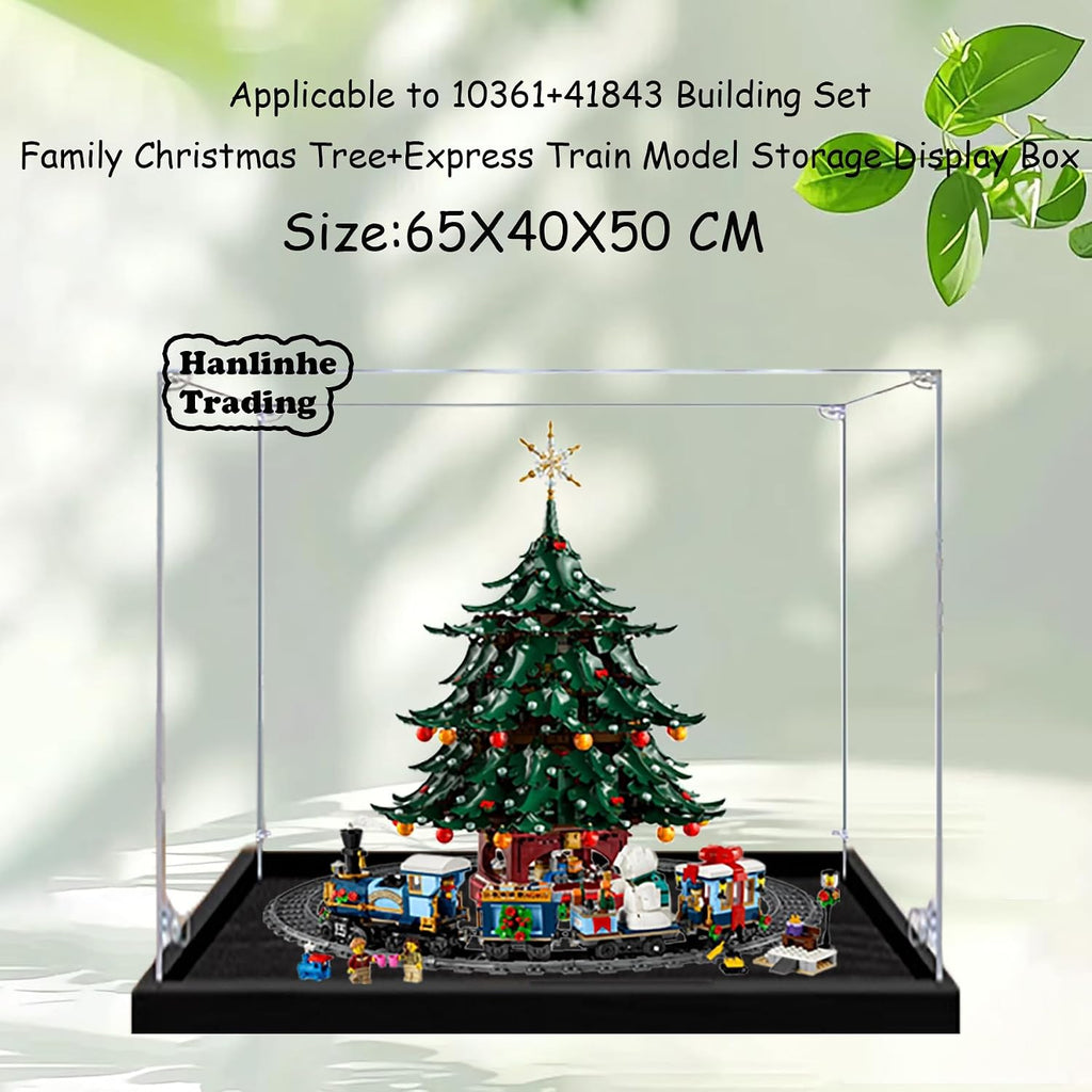 Acrylic Display Case for Lego 41843 Family Christmas Tree+10361 Express Train Building Set– Dustproof Display Box, Display Box Compatible with Lego 41843 10361-Only Display case (3mm)