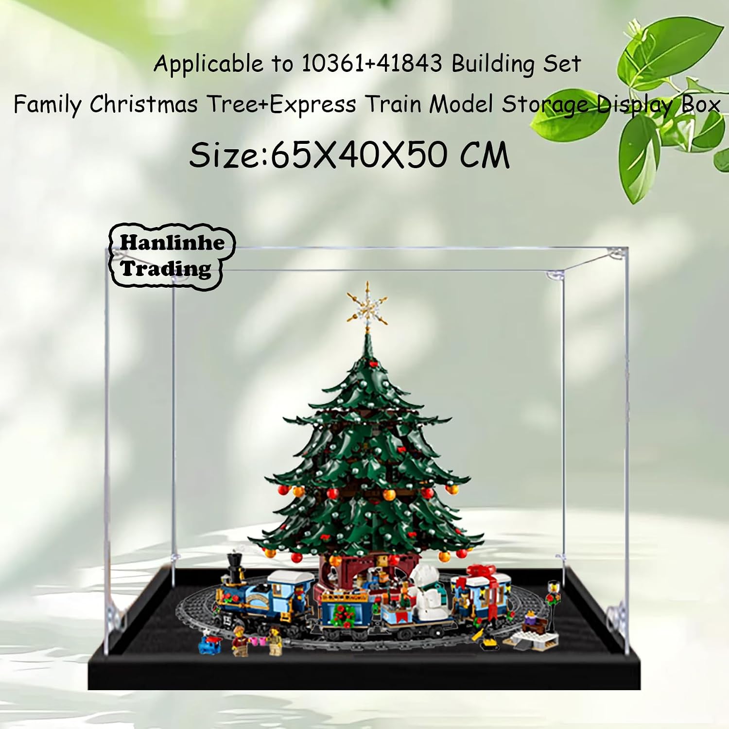 Acrylic Display Case for Lego 41843 Family Christmas Tree+10361 Express Train Building Set– Dustproof Display Box, Display Box Compatible with Lego 41843 10361-Only Display case (3mm)