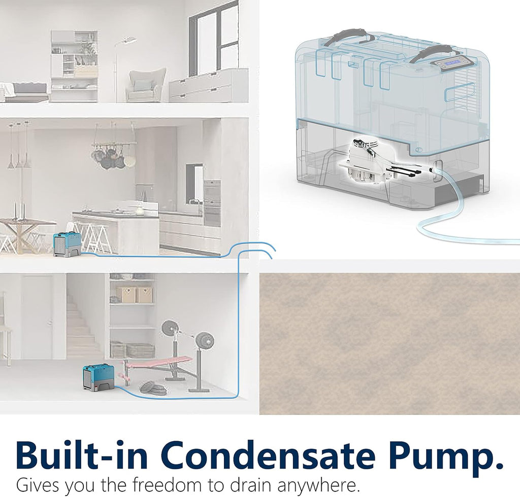 ALORAIR 180 Pint Commercial Dehumidifier with Pump for Basements Warehouse & Job Sites, Large Space Crawl Space Dehumidifier for Water Damage Restoration, 5 Years Limited Warranty, (Pack of 4)