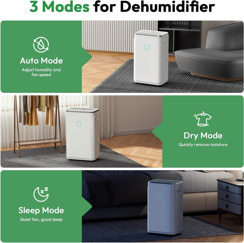 HUMILABS 50 Pint 4500 Sq.Ft Home Dehumidifiers, 1.7 Gallon Tank Dehumidifier for Basement with Drain Hose, Auto/Quiet Sleep/Dry Mode