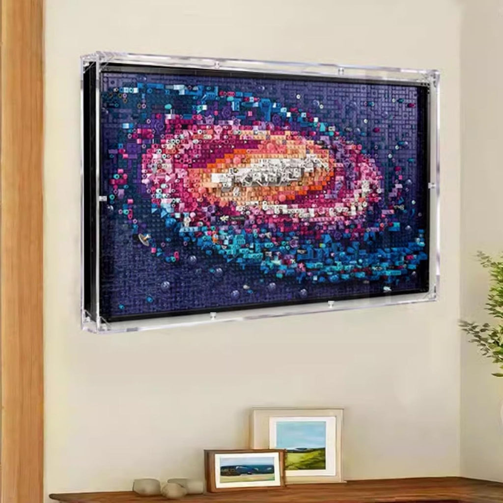 Transparent Lego 31212 Galaxy Pixel Art Wall Mounted Picture Frame Dusty Display Case with Open Door Wall Mounted Model (Model Not Included)