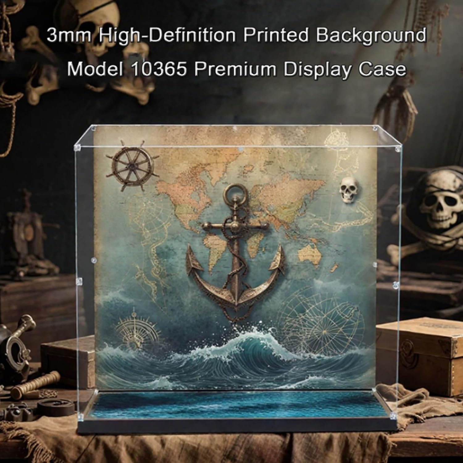 Acrylic Display Case for Lego 10365 Black Pearl Ship, Dustproof Box, Storage Box, Transparent Box, Display Box Compatible with 10365 (Box Only) (Background D)