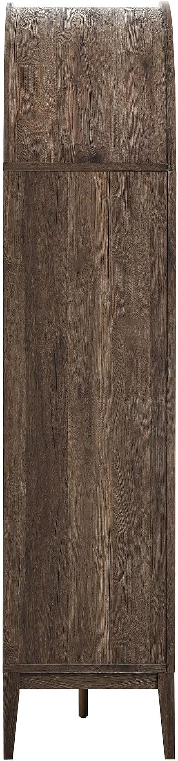 Modway Nolan Tall Arched Storage Display Cabinet in Dark Walnut - 74 Inch Arch Bookshelf with Open and Closed Shelving - Modern Accent Cabinet for Living Room, Dining Room