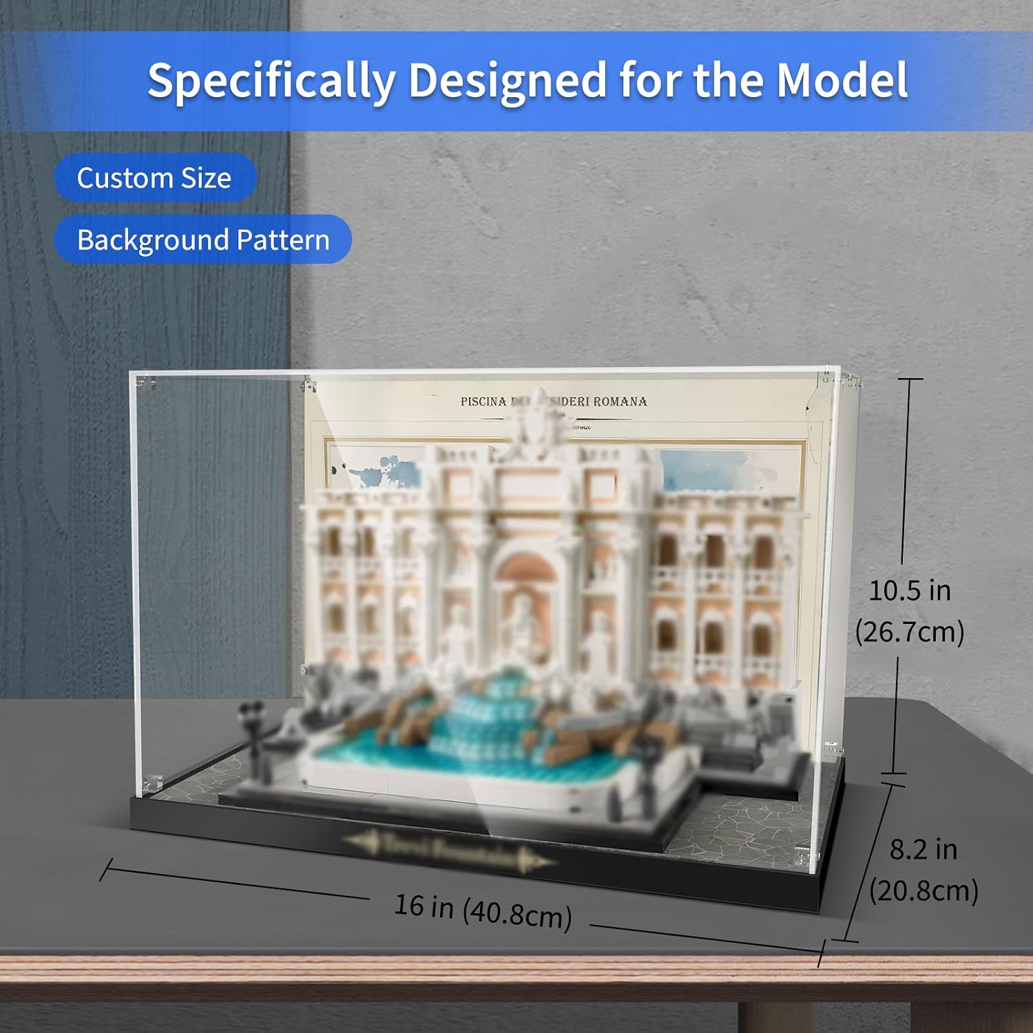 Acrylic Display Case for Lego 21062 Trevi Fountain; ONLY Display Case, The Model NOT Included